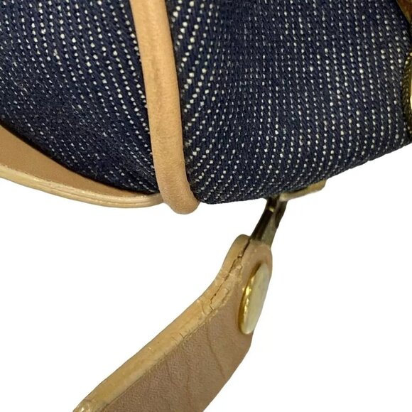 Authentic ChristianDior  Dark Navy Light Brown Denim Leather Handbag 611-100724 - Picture 9 of 14